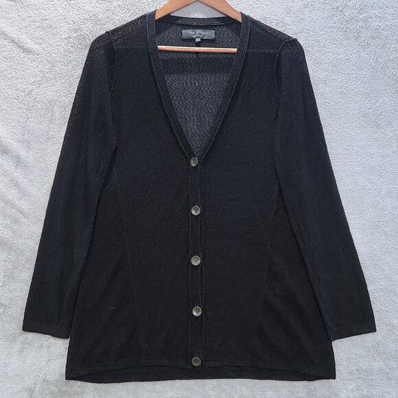 Rag & Bone Womens Black Oversized Thin Knit Gauzy Button Up Cardigan Size XS - Picture 1 of 11
